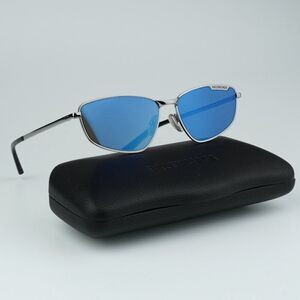 NEW Balenciaga BB0277S 003 Ruthenium Blue Mirrored Geometric Unisex Sunglasses